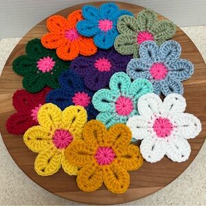 Colorful Crochet Flower set of 12